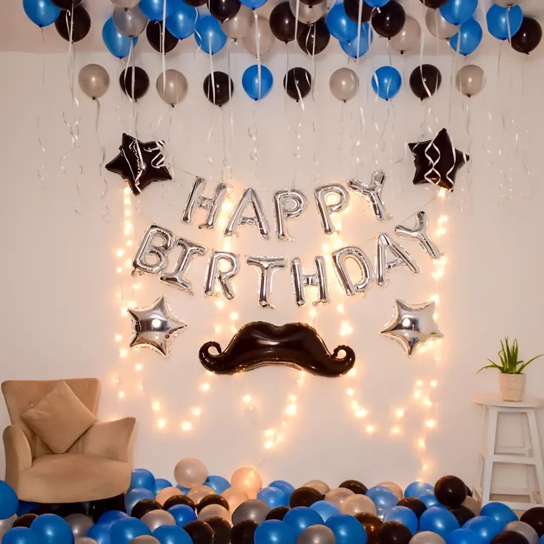 Blue Moustache Birthday Party Decor Set — view 1 of 1