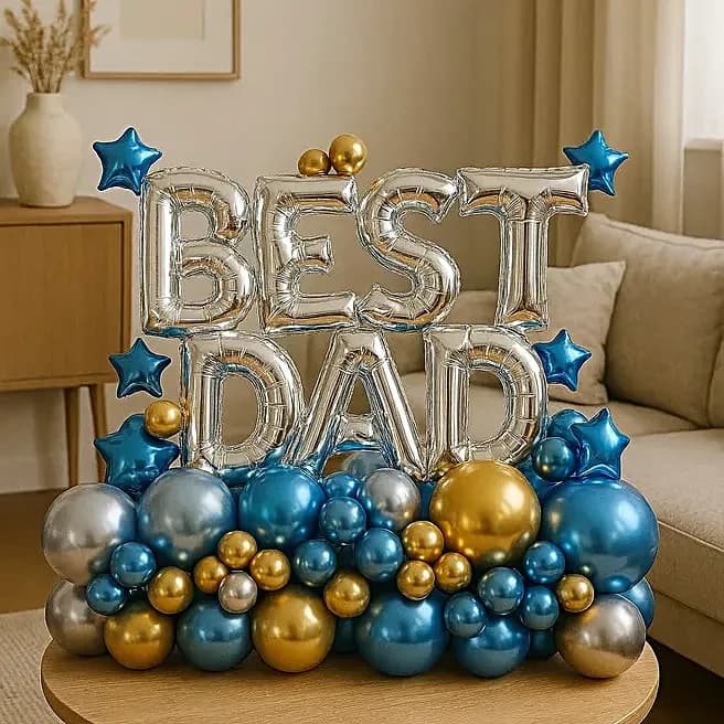 Best Dad Chrome Balloon Bouquet with Star Foil Balloons Set — view 3 of 3