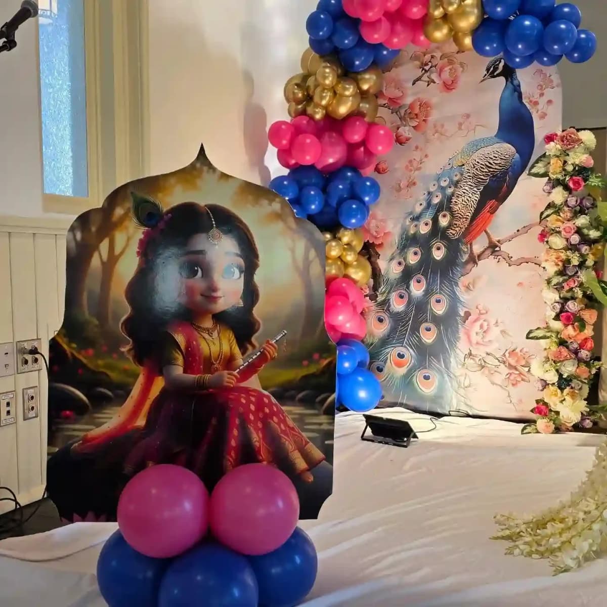 Radha Krishna Theme Baby Shower Decor Setup — view 2 of 3