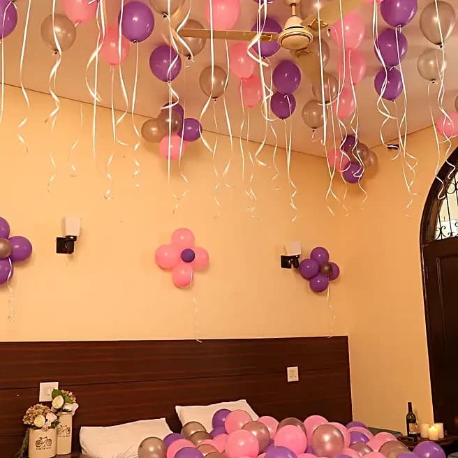 Colorful Balloons Decor Pink Purple & Silver Set — view 3 of 3
