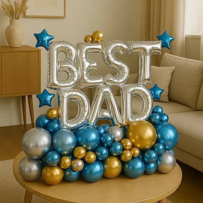 Best Dad Chrome Balloon Bouquet with Star Foil Balloons Set — view 2 of 3