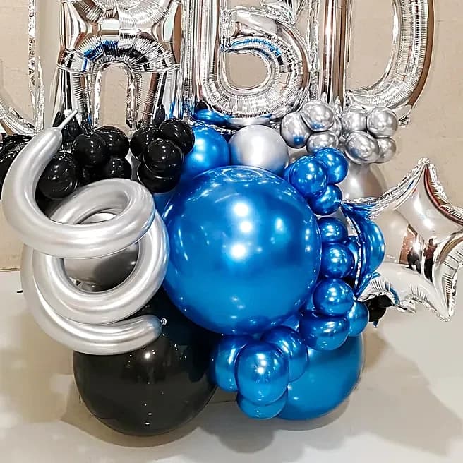 Blue-Black Birthday Balloon Bouquet Set — view 3 of 4