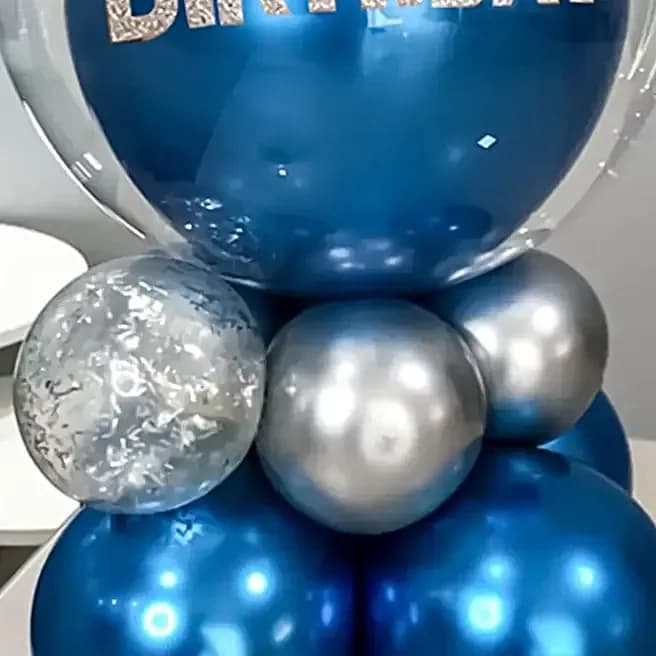Happy Birthday Chrome Balloon Set-Blue Set — view 3 of 4