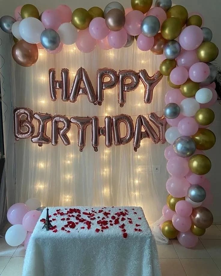 Elegant Pastel and Rose Gold Birthday Backdrop Decor — view 1 of 1
