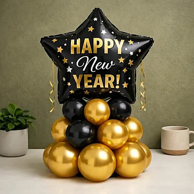 Minimal Black N Gold New Year Balloon Decor Set — view 1 of 3