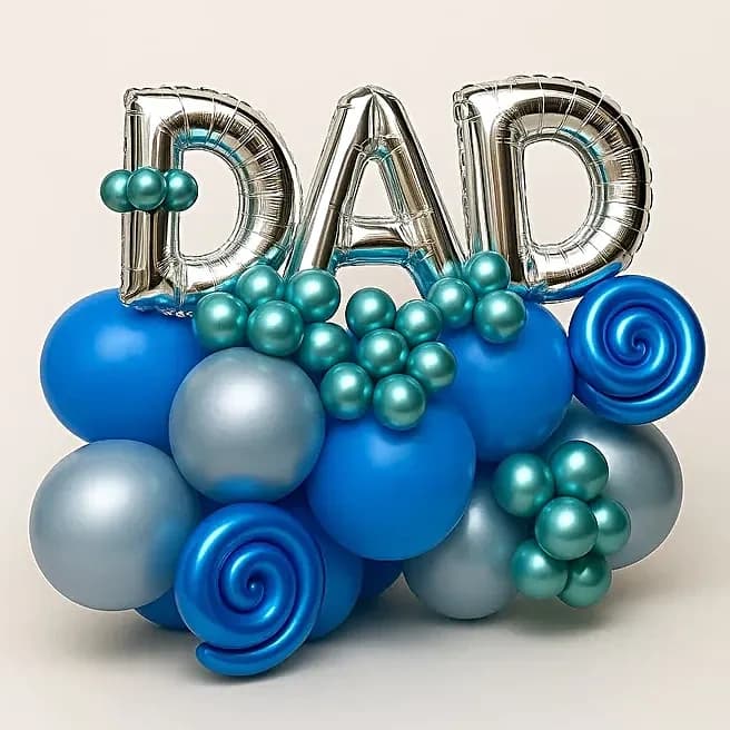 Dad Balloon Bouquet with Green and Blue Chrome Balloons Set — view 2 of 3