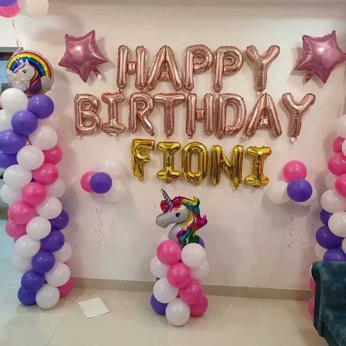 Unicorn theme balloon decoration at home for Birthday Set — view 1 of 1