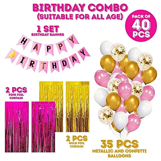 Gorgeous Pink Birthday Decoration Set — view 2 of 6