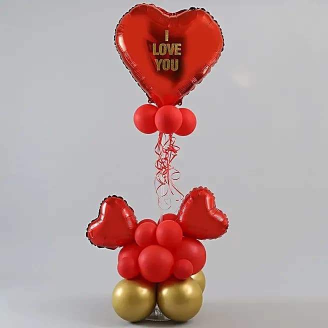 I Love You Red & Golden Balloon Bouquet Set — view 2 of 5