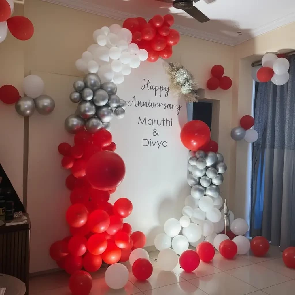 Happy Anniversary Backdrop Decoration Setup — view 3 of 3