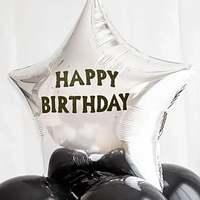 Happy Birthday Chrome Balloon Set-Black Set — view 2 of 4