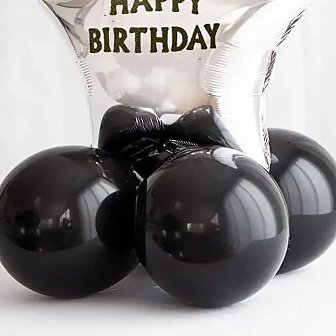 Happy Birthday Chrome Balloon Set-Black Set — view 4 of 4