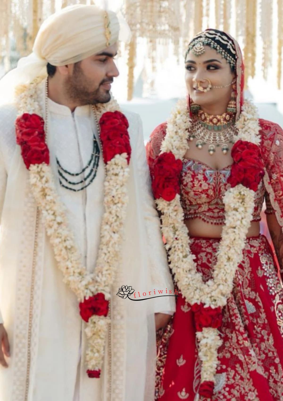 White & Red Varmala — view 2 of 2