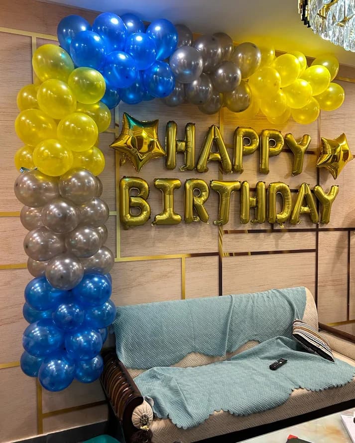 Multicolor premium mettalic arc birthday balloon decoration at home Set — view 2 of 4