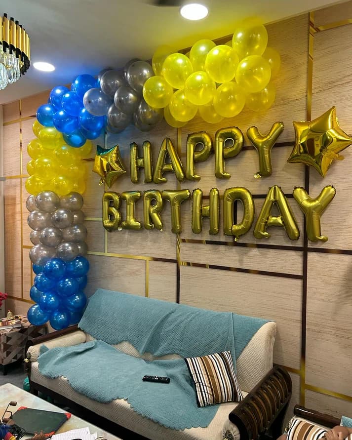 Multicolor premium mettalic arc birthday balloon decoration at home Set — view 4 of 4