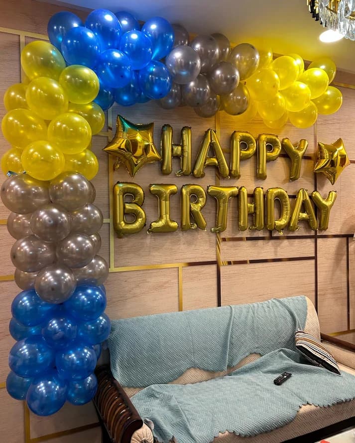 Multicolor premium mettalic arc birthday balloon decoration at home Set — view 3 of 4